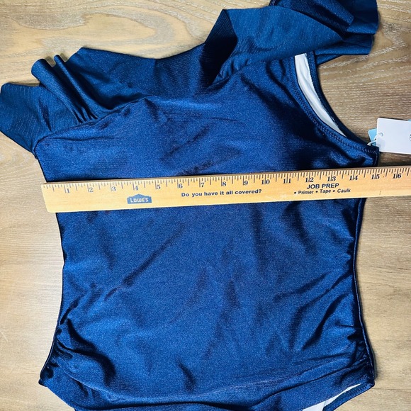 Swimsuit XL‎ One Shoulder Ruffle One Piece Swimsuit Navy Blue XL BNWT - Picture 7 of 8